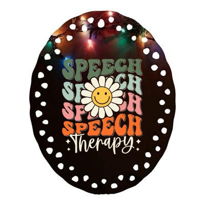 Speech Therapy Retro Speech Language Pathologist Therapist Ceramic Oval Ornament