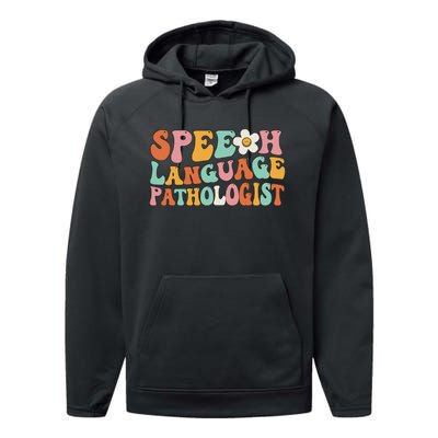 Speech Therapy Retro Groovy Speech Language Pathologist SLP Performance Fleece Hoodie