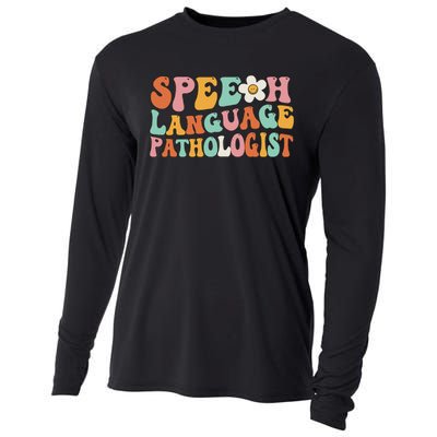 Speech Therapy Retro Groovy Speech Language Pathologist SLP Cooling Performance Long Sleeve Crew