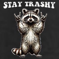 Stay Trashy Raccoon Rockin Hand Sign 7 Panel Mesh Trucker Snapback Hat
