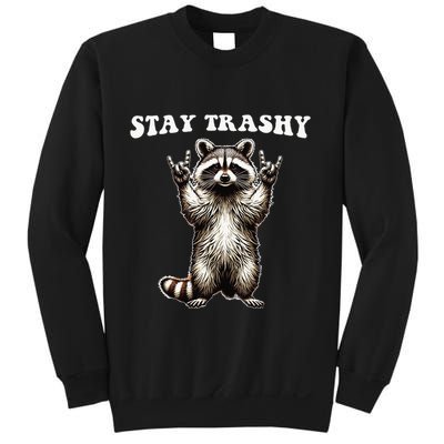 Stay Trashy Raccoon Rockin Hand Sign Sweatshirt