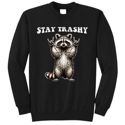 Stay Trashy Raccoon Rockin Hand Sign Sweatshirt