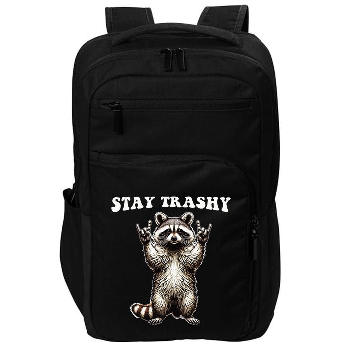 Stay Trashy Raccoon Rockin Hand Sign Impact Tech Backpack