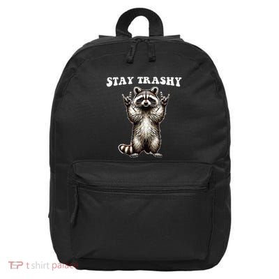 Stay Trashy Raccoon Rockin Hand Sign 16 in Basic Backpack