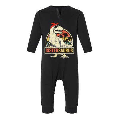 Sistersaurus T Rex Dinosaur Sister Saurus Family Matching Infant Fleece One Piece