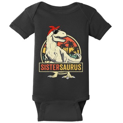 Sistersaurus T Rex Dinosaur Sister Saurus Family Matching Baby Bodysuit