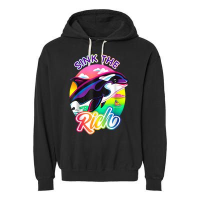 Sink The Rich Gladys The Yacht Sinking Orca Garment-Dyed Fleece Hoodie