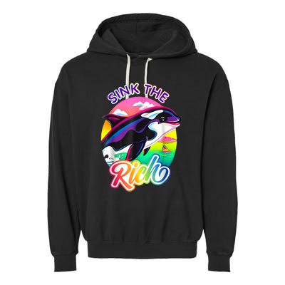 Sink The Rich Gladys The Yacht Sinking Orca Garment-Dyed Fleece Hoodie