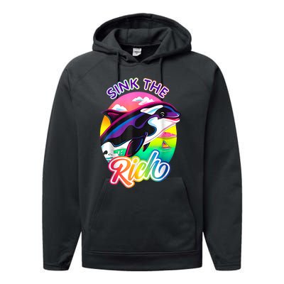 Sink The Rich Gladys The Yacht Sinking Orca Performance Fleece Hoodie