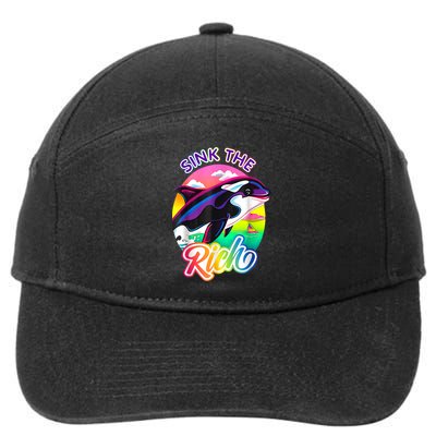 Sink The Rich Gladys The Yacht Sinking Orca 7-Panel Snapback Hat