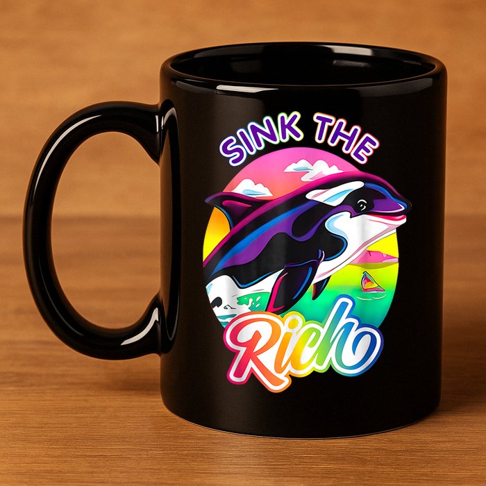 Sink The Rich Gladys The Yacht Sinking Orca 11oz C Handle Ceramic Mug