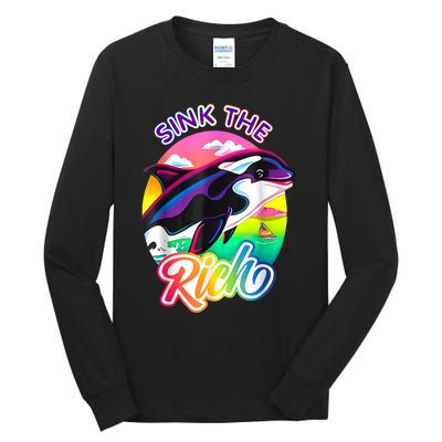 Sink The Rich Gladys The Yacht Sinking Orca Tall Long Sleeve T-Shirt