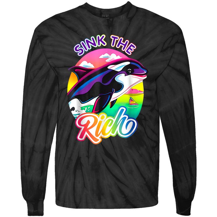 Sink The Rich Gladys The Yacht Sinking Orca Tie-Dye Long Sleeve Shirt