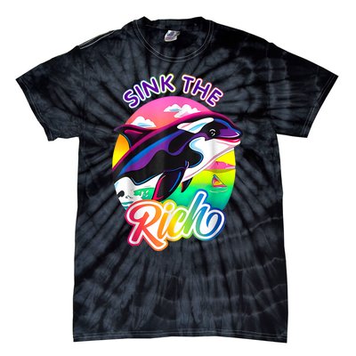 Sink The Rich Gladys The Yacht Sinking Orca Tie-Dye T-Shirt