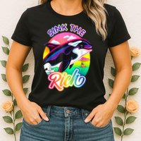 Sink The Rich Gladys The Yacht Sinking Orca Womens T-Shirt