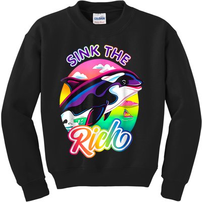 Sink The Rich Gladys The Yacht Sinking Orca Kids Sweatshirt