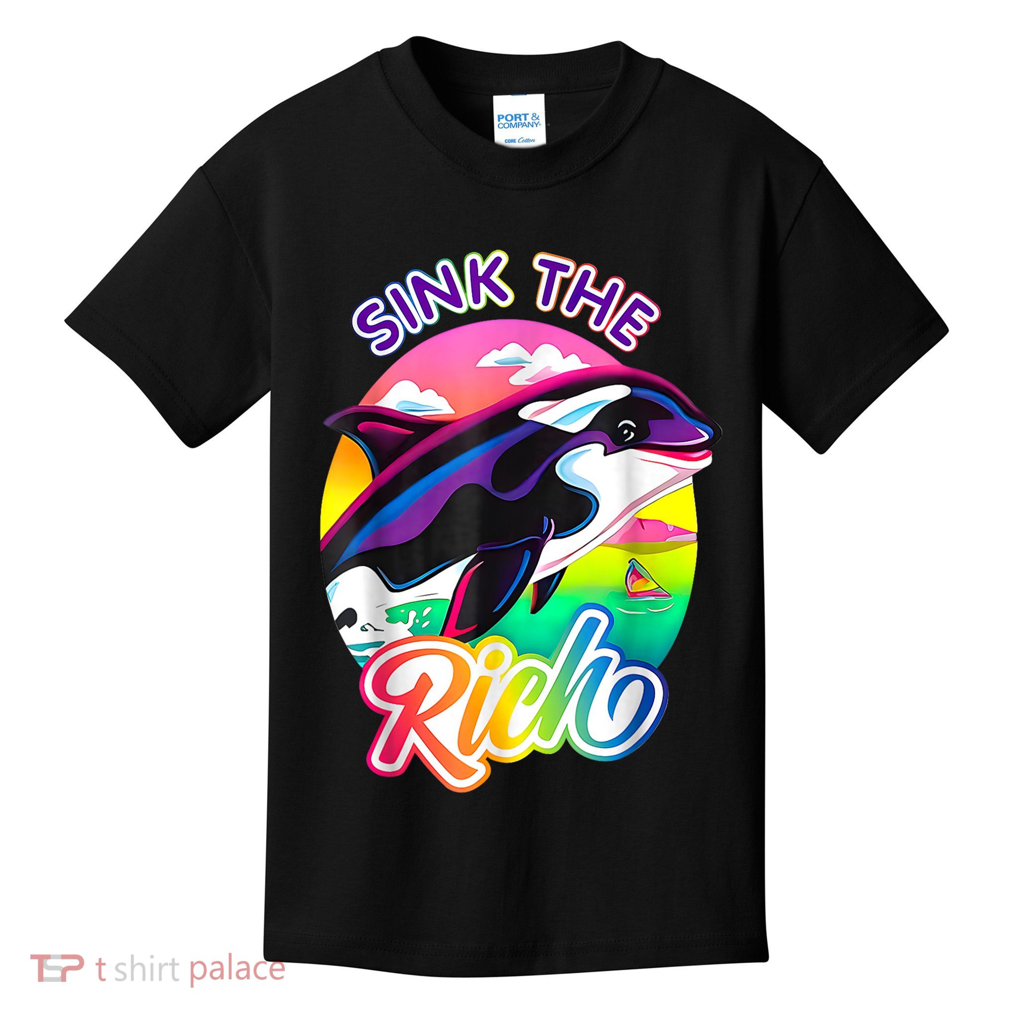 Sink The Rich Gladys The Yacht Sinking Orca Kids T-Shirt