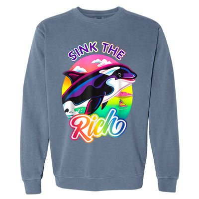 Sink The Rich Gladys The Yacht Sinking Orca Garment-Dyed Sweatshirt
