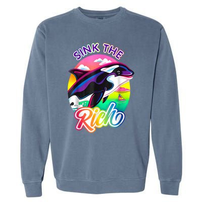 Sink The Rich Gladys The Yacht Sinking Orca Garment-Dyed Sweatshirt