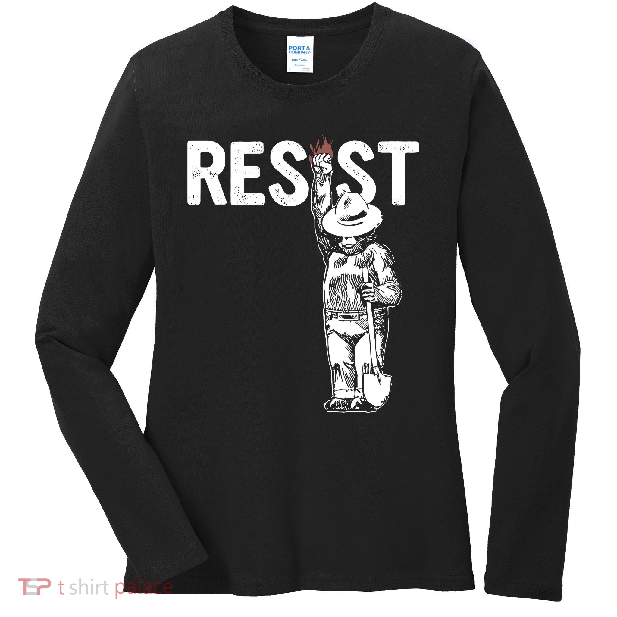 Smokey The Resist bear Ladies Long Sleeve Shirt