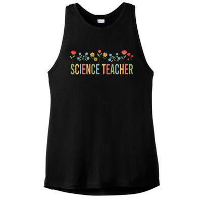 Science Teacher Retro Wildflowers Back To School Gift Ladies PosiCharge Tri-Blend Wicking Tank