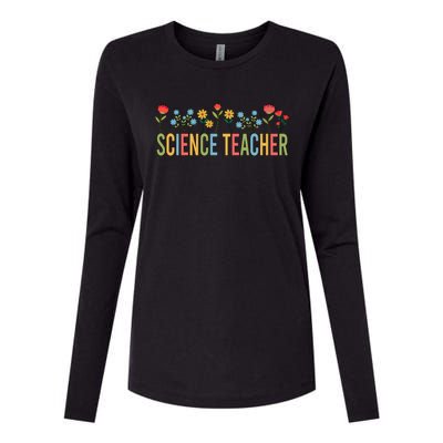 Science Teacher Retro Wildflowers Back To School Gift Womens Cotton Relaxed Long Sleeve T-Shirt