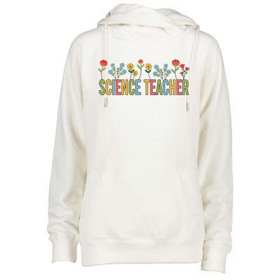 Science Teacher Retro Wildflowers Back To School Gift Womens Funnel Neck Pullover Hood