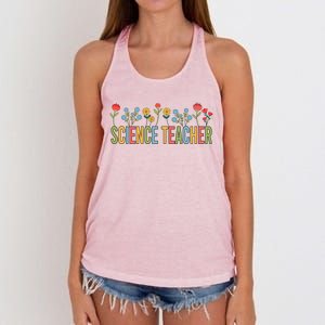 Science Teacher Retro Wildflowers Back To School Gift Women's Knotted Racerback Tank