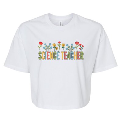 Science Teacher Retro Wildflowers Back To School Gift Bella+Canvas Jersey Crop Tee