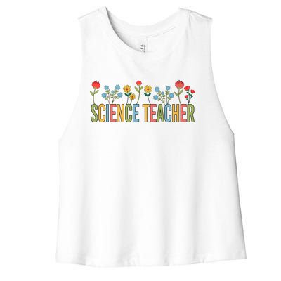 Science Teacher Retro Wildflowers Back To School Gift Women's Racerback Cropped Tank