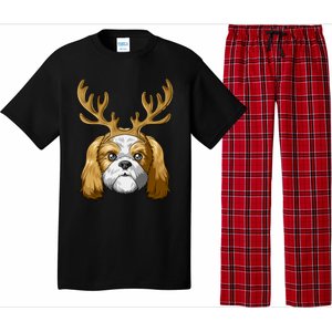 Shih Tzu Reindeer Antlers Christmas Shih Tzu Gift Pajama Set