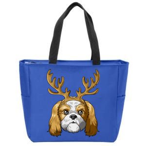 Shih Tzu Reindeer Antlers Christmas Shih Tzu Gift Zip Tote Bag