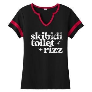 Skibidi Toilet Rizz Funny Meme Ladies Halftime Notch Neck Tee