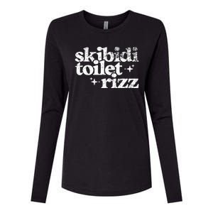 Skibidi Toilet Rizz Funny Meme Womens Cotton Relaxed Long Sleeve T-Shirt