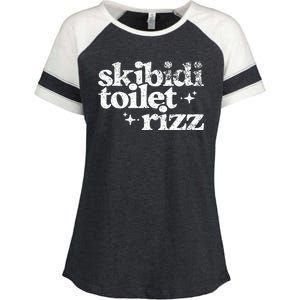 Skibidi Toilet Rizz Funny Meme Enza Ladies Jersey Colorblock Tee