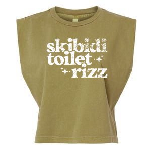 Skibidi Toilet Rizz Funny Meme Garment-Dyed Women's Muscle Tee