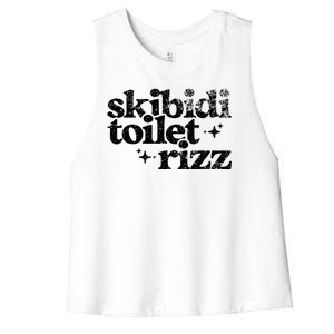 Skibidi Toilet Rizz Funny Meme Women's Racerback Cropped Tank