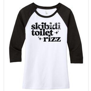 Skibidi Toilet Rizz Funny Meme Women's Tri-Blend 3/4-Sleeve Raglan Shirt