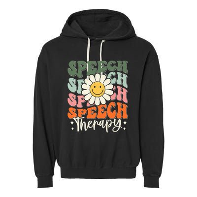 Speech Therapy Retro Speech Language Pathologist  Garment-Dyed Fleece Hoodie