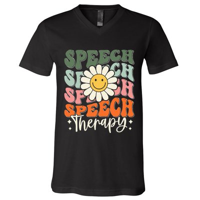 Speech Therapy Retro Speech Language Pathologist  V-Neck T-Shirt
