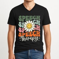 Speech Therapy Retro Speech Language Pathologist  V-Neck T-Shirt