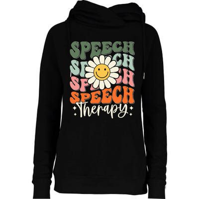 Speech Therapy Retro Speech Language Pathologist  Womens Funnel Neck Pullover Hood