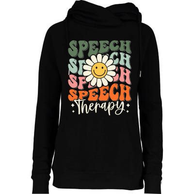 Speech Therapy Retro Speech Language Pathologist  Womens Funnel Neck Pullover Hood