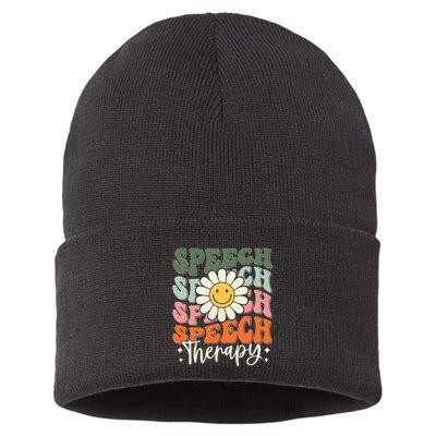 Speech Therapy Retro Speech Language Pathologist  Sustainable Knit Beanie