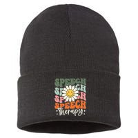 Speech Therapy Retro Speech Language Pathologist  Sustainable Knit Beanie