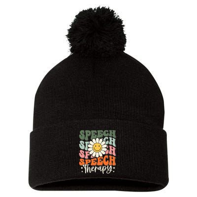 Speech Therapy Retro Speech Language Pathologist  Pom Pom 12in Knit Beanie