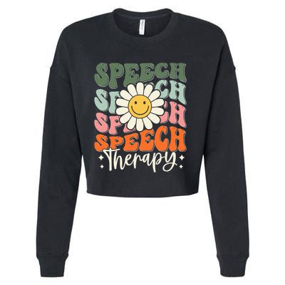 Speech Therapy Retro Speech Language Pathologist  Cropped Pullover Crew