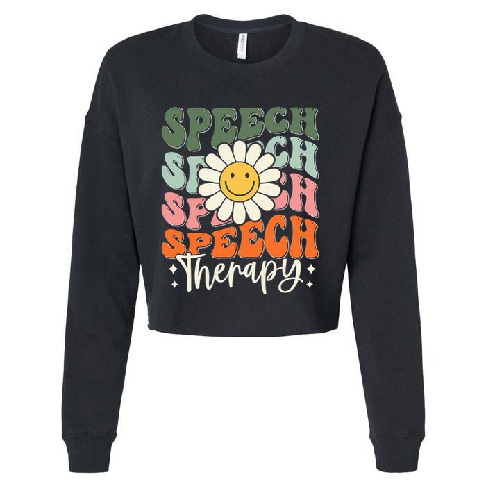 Speech Therapy Retro Speech Language Pathologist  Cropped Pullover Crew