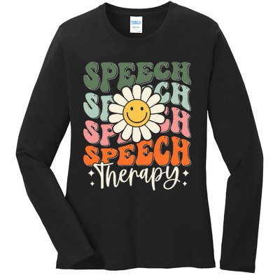 Speech Therapy Retro Speech Language Pathologist  Ladies Long Sleeve Shirt