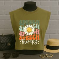 Speech Therapy Retro Speech Language Pathologist  Garment-Dyed Women's Muscle Tee